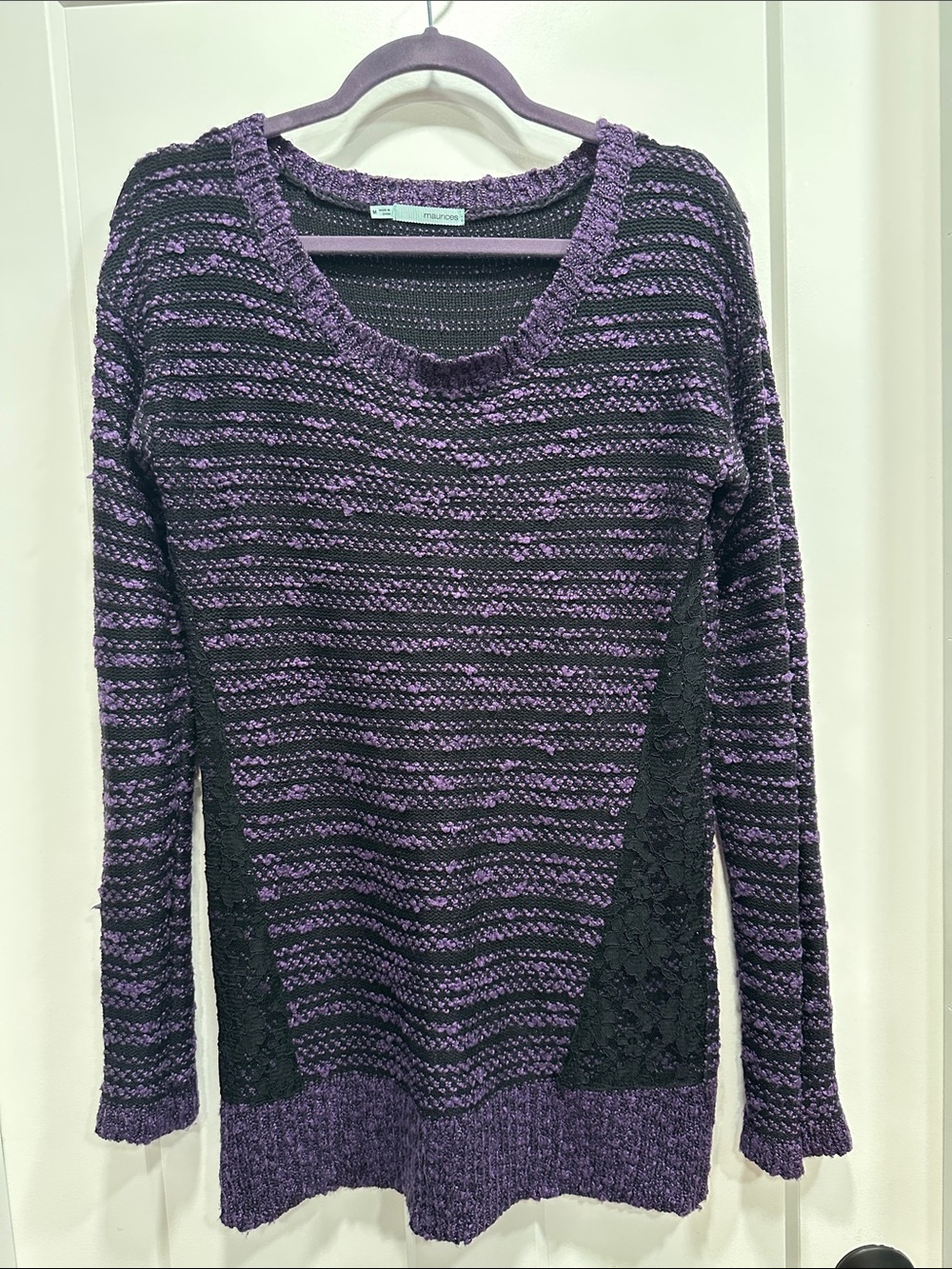 Purple & Black Women's Knit Sweater - Size Medium